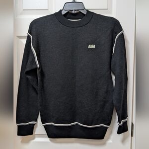 Ader Error Men Crewneck Sweatshirt With Logo Size A2 M Black Piping Trim Wool